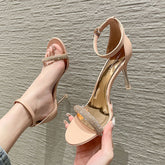 Tacones de punta redonda con hebilla fina y talla única